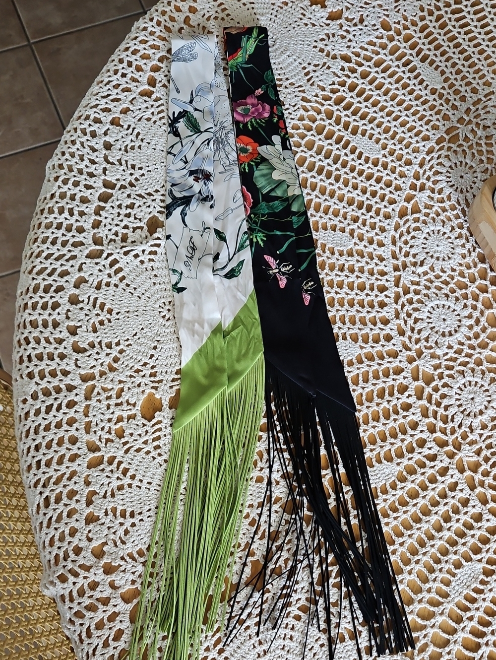 Fringe Twilly- Black & White/Green BNNU